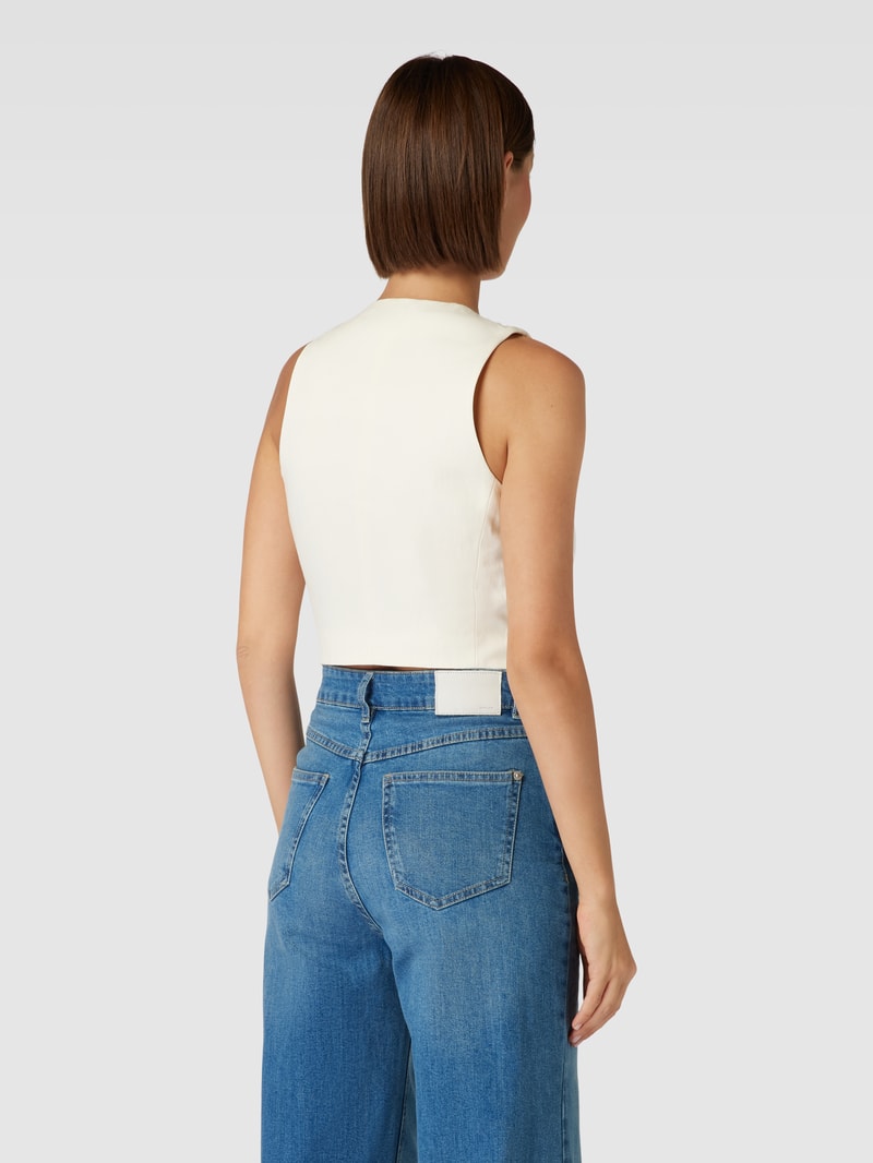 Cropped Weste mit V-Ausschnitt Modell 'PEDRITO' in weiß