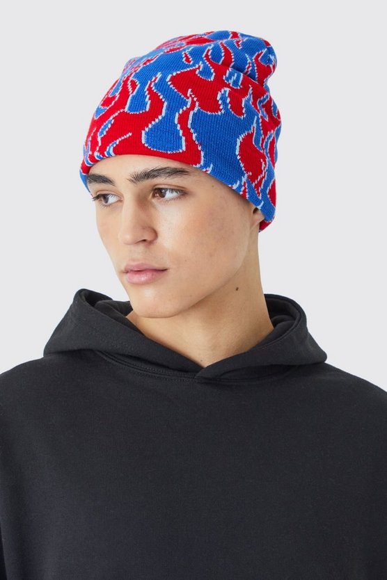 Beanie mit Flammen-Print