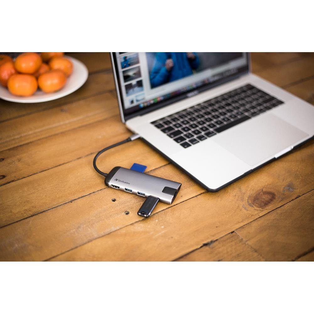 Verbatim USB-C Multiport-Hub 49142 USB-Adapter, USB 3.0, HDMI, Gigabit Ethernet, SD / microSD Kartenleser