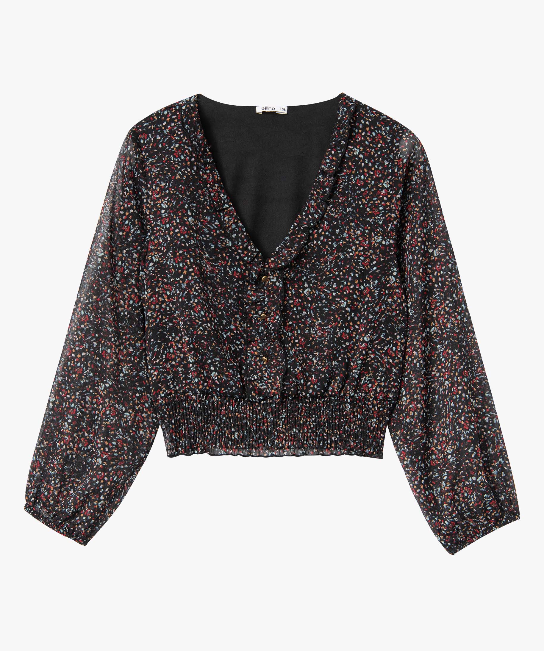 Blouse femme en voile à motifs fleuris imprime | GEMO