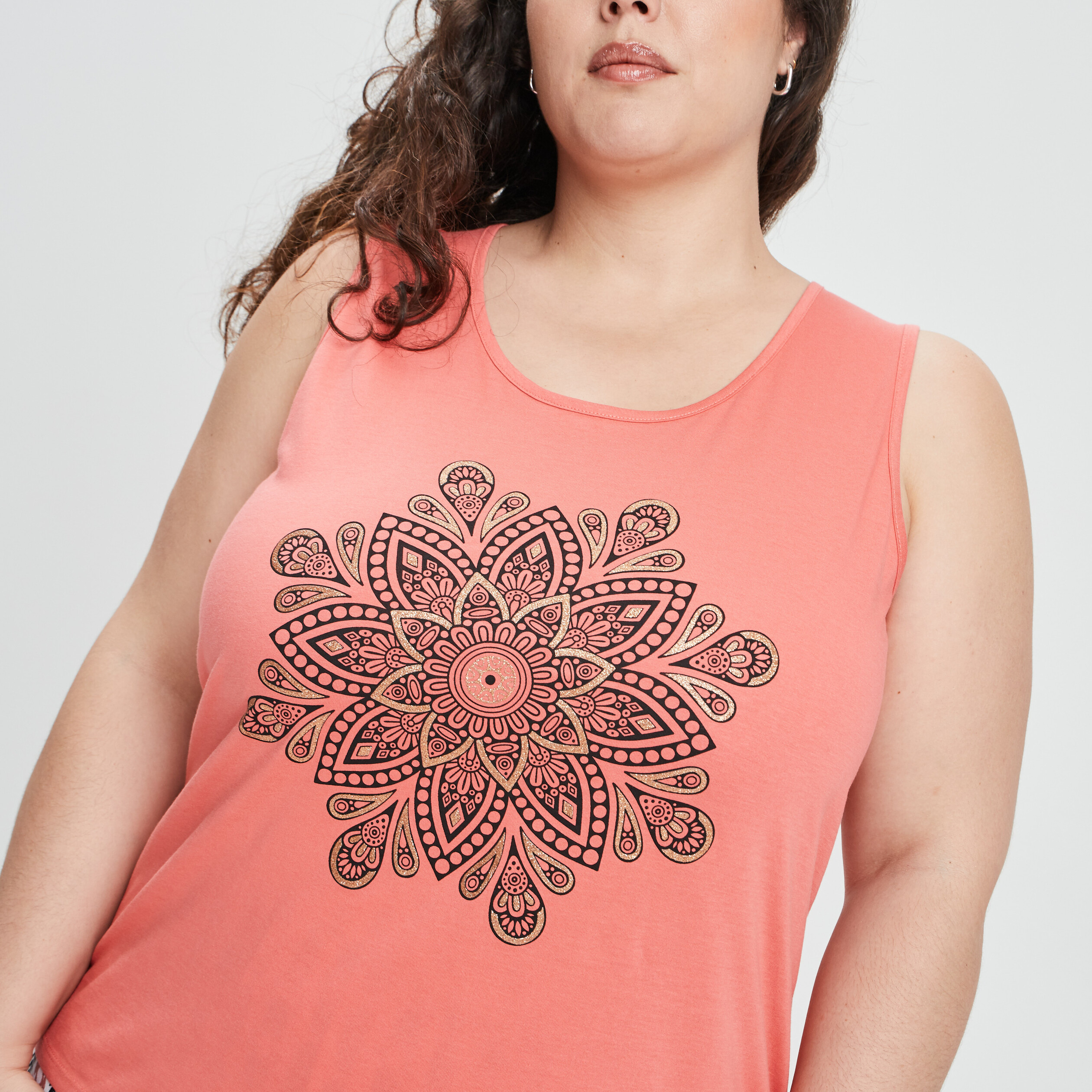 Ensemble pyjama 2 pièces orange corail femme grande taille | La Halle