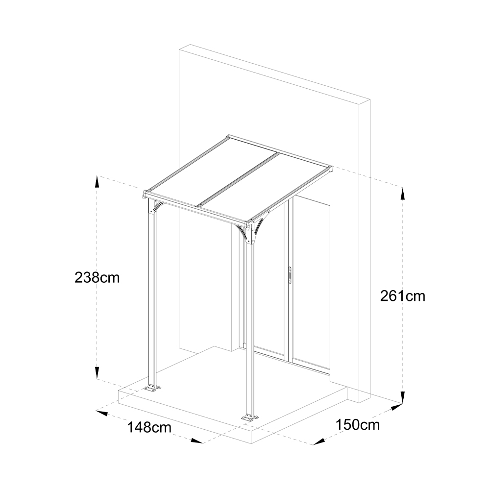 Home Deluxe Vordach Haustür CUBIS - S