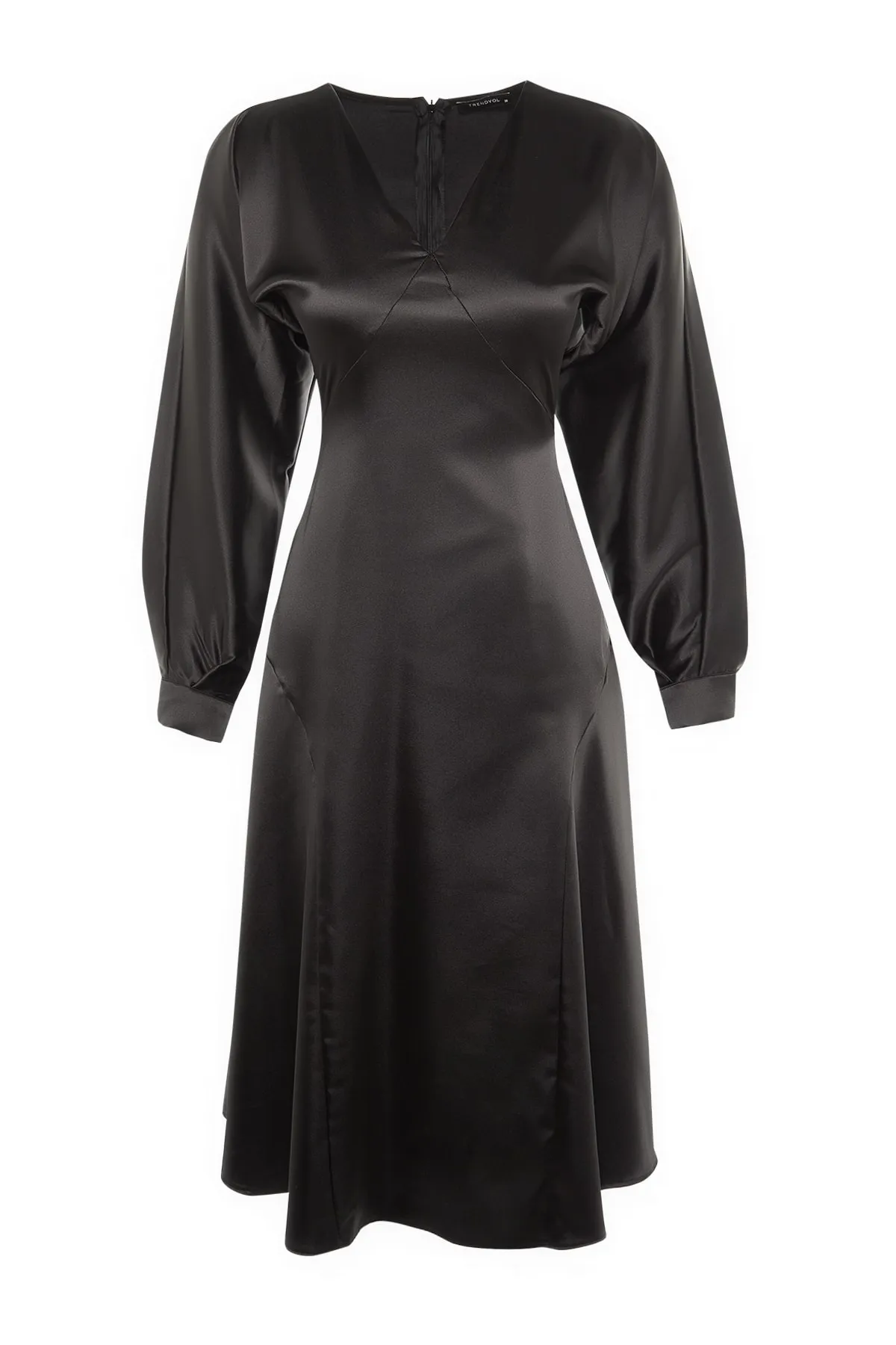 Trendyol Collection  Schwarzes Midi-Kleid aus gewebtem Satin TWOAW23EL01099