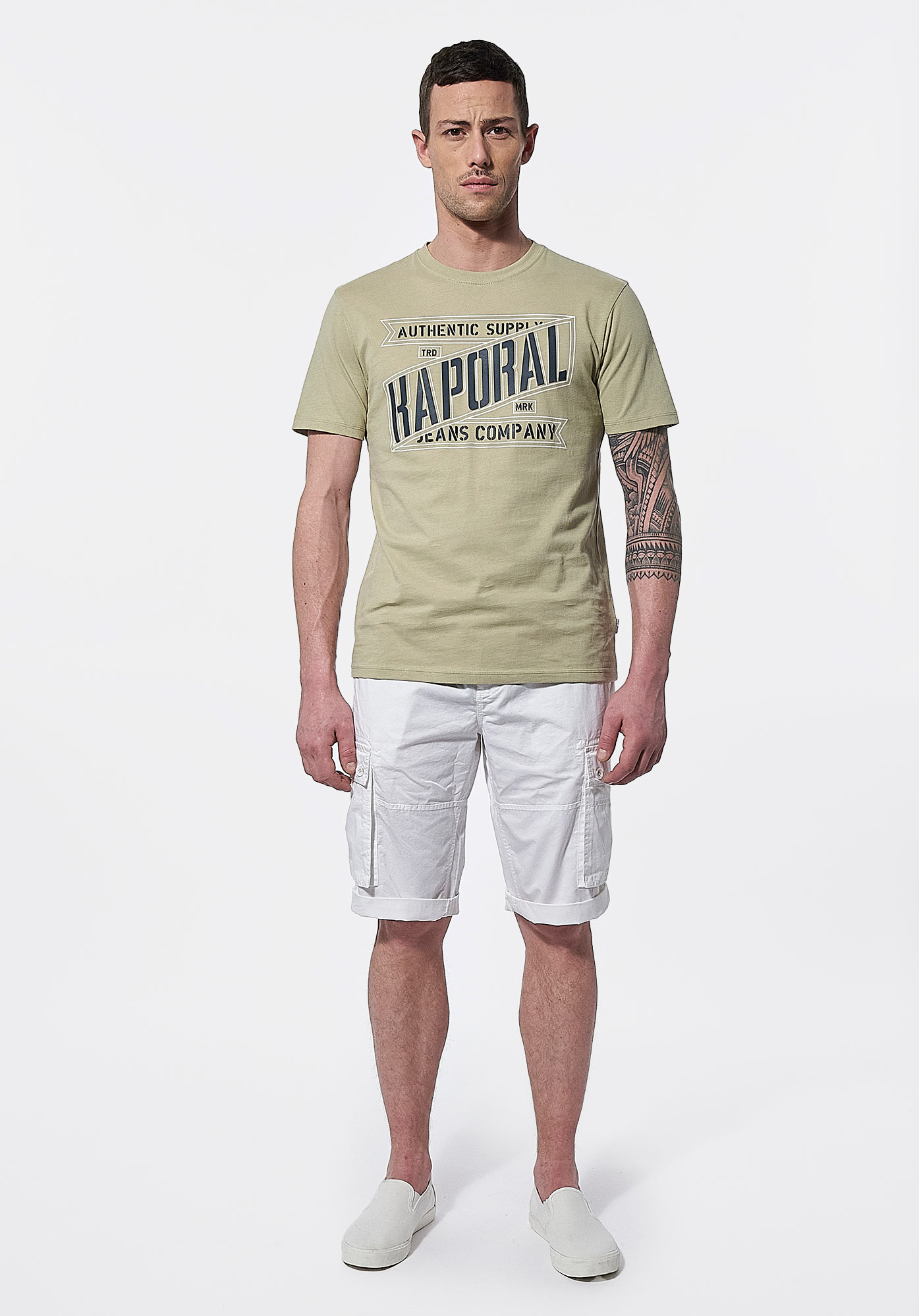 NEPAL  Bermuda cargo blanc Homme en 100% coton