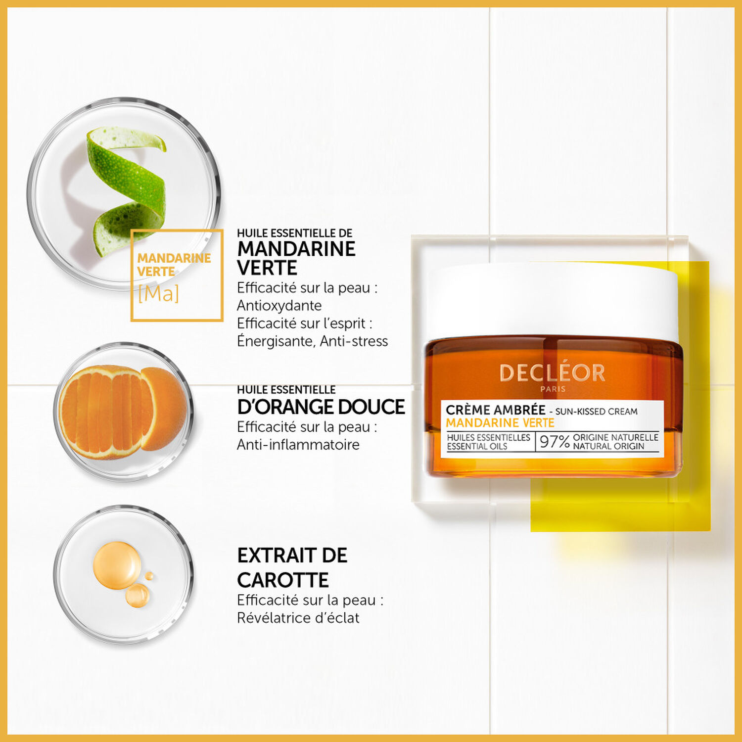 Decléor Crème Ambrée Mandarine Verte Illumine-Lisse-Repulpe 50 ml