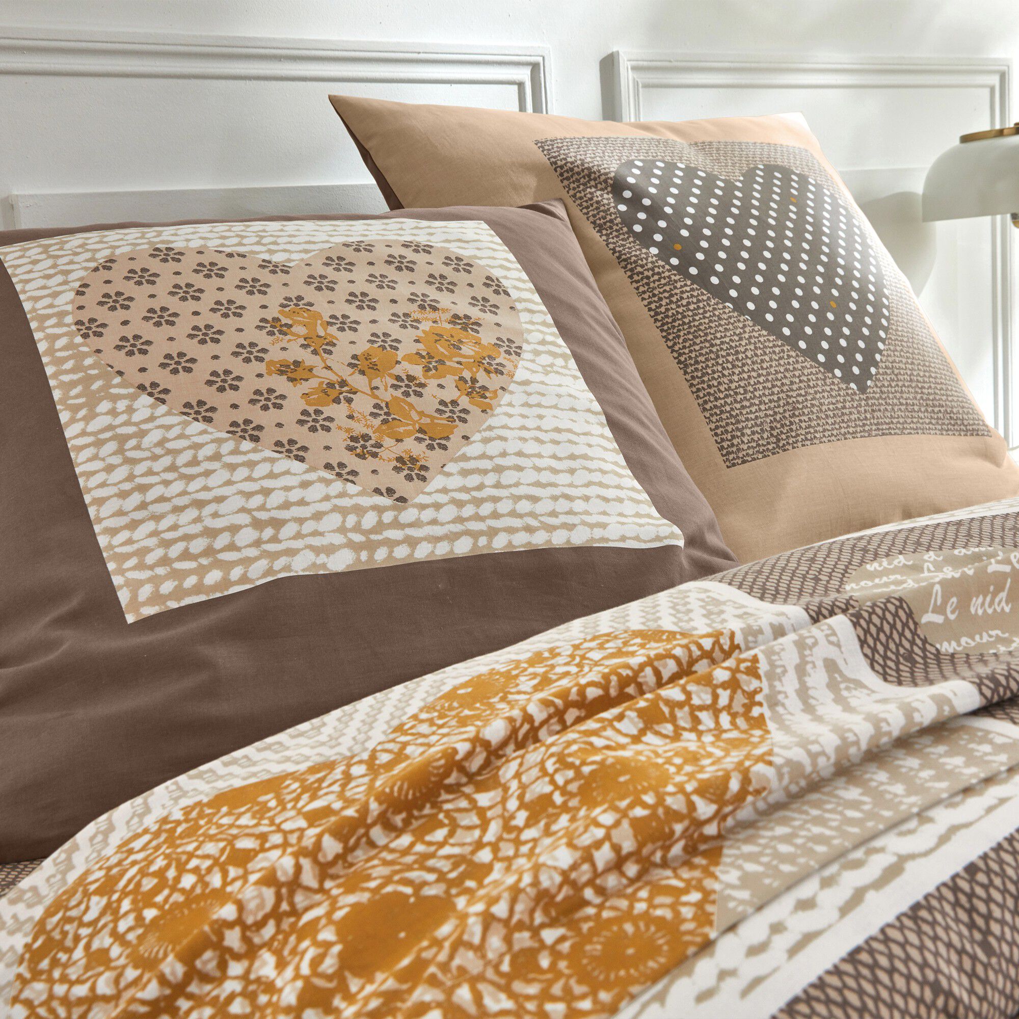Linge de lit Lovely en coton imprimé coeurs