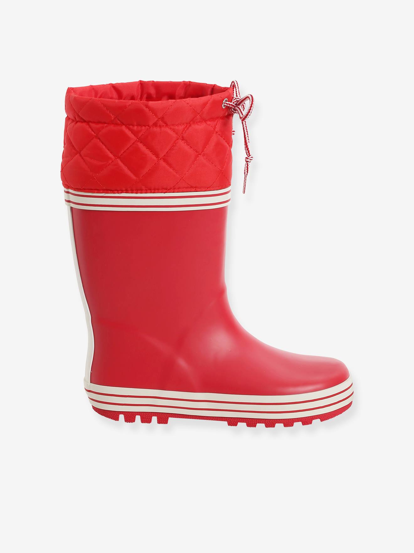 Bottes de pluie col matelassé rouge