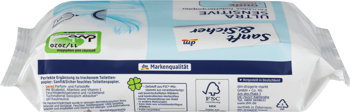 Feuchtes Toilettenpapier Ultra Sensitiv Doppelpack (2x50 St), 100 St