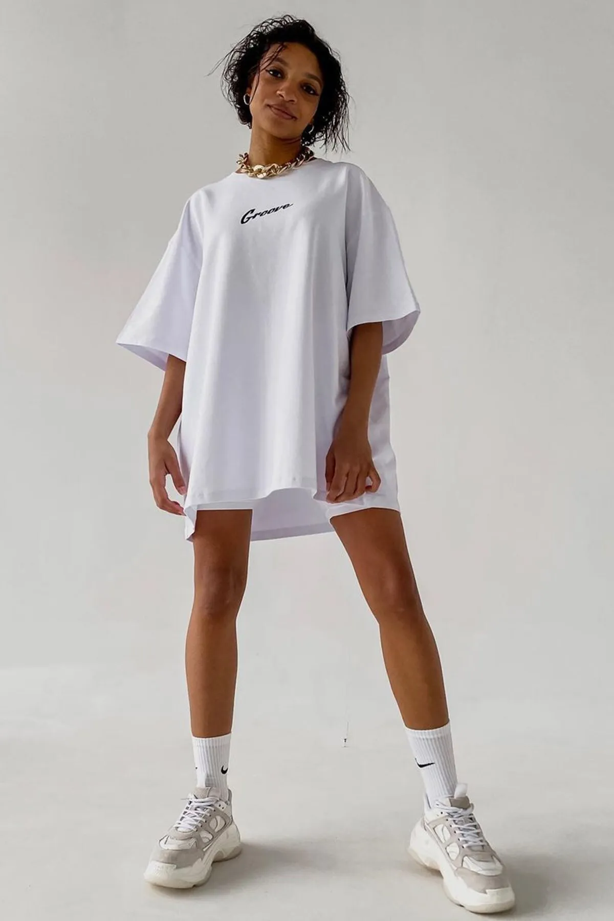 Madmext  Weißes bedrucktes Oversize-T-Shirt Mg1491