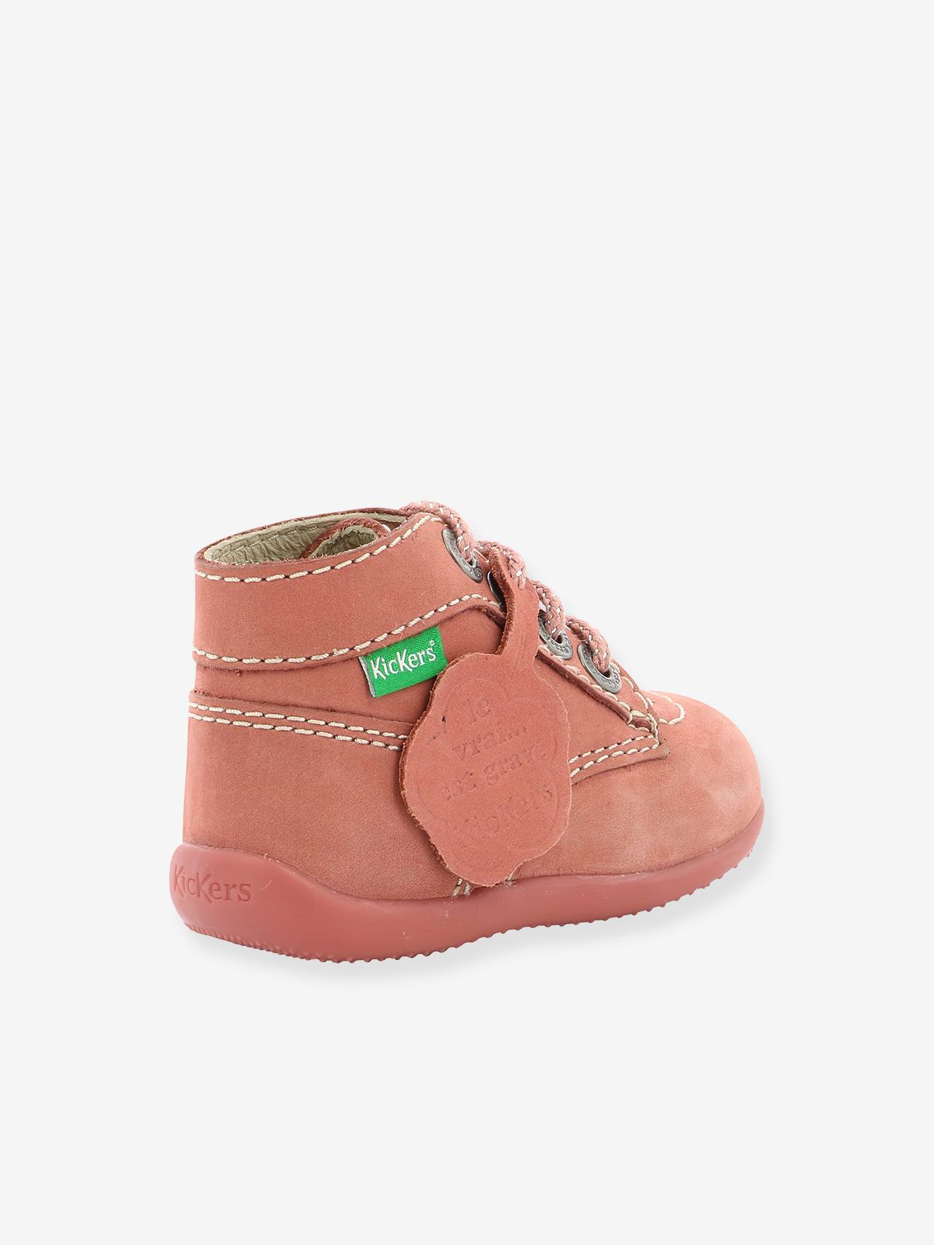 Bottines cuir bébé fille Bonbon KICKERS® 1ers pas rose clair