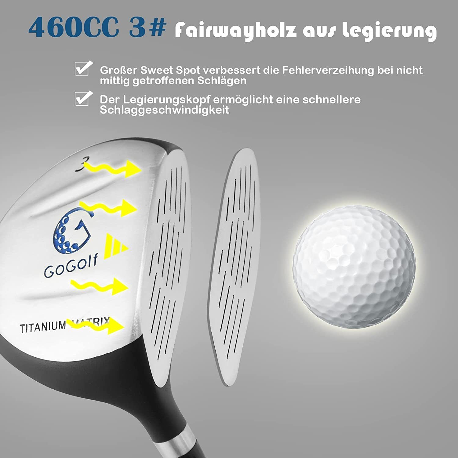 COSTWAY Golfschläger + Golfbag, mit Fairway-Holz, Eisen 7, 9 & Putter