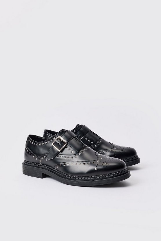 Schwarz PU-Loafer mit Schnallen-Detail