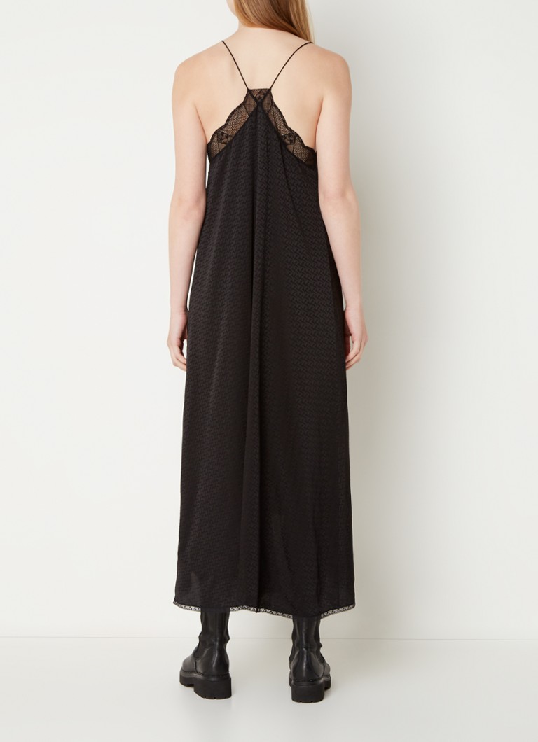 Zadig&Voltaire Risty silk maxi dress with jacquard logo print and lace