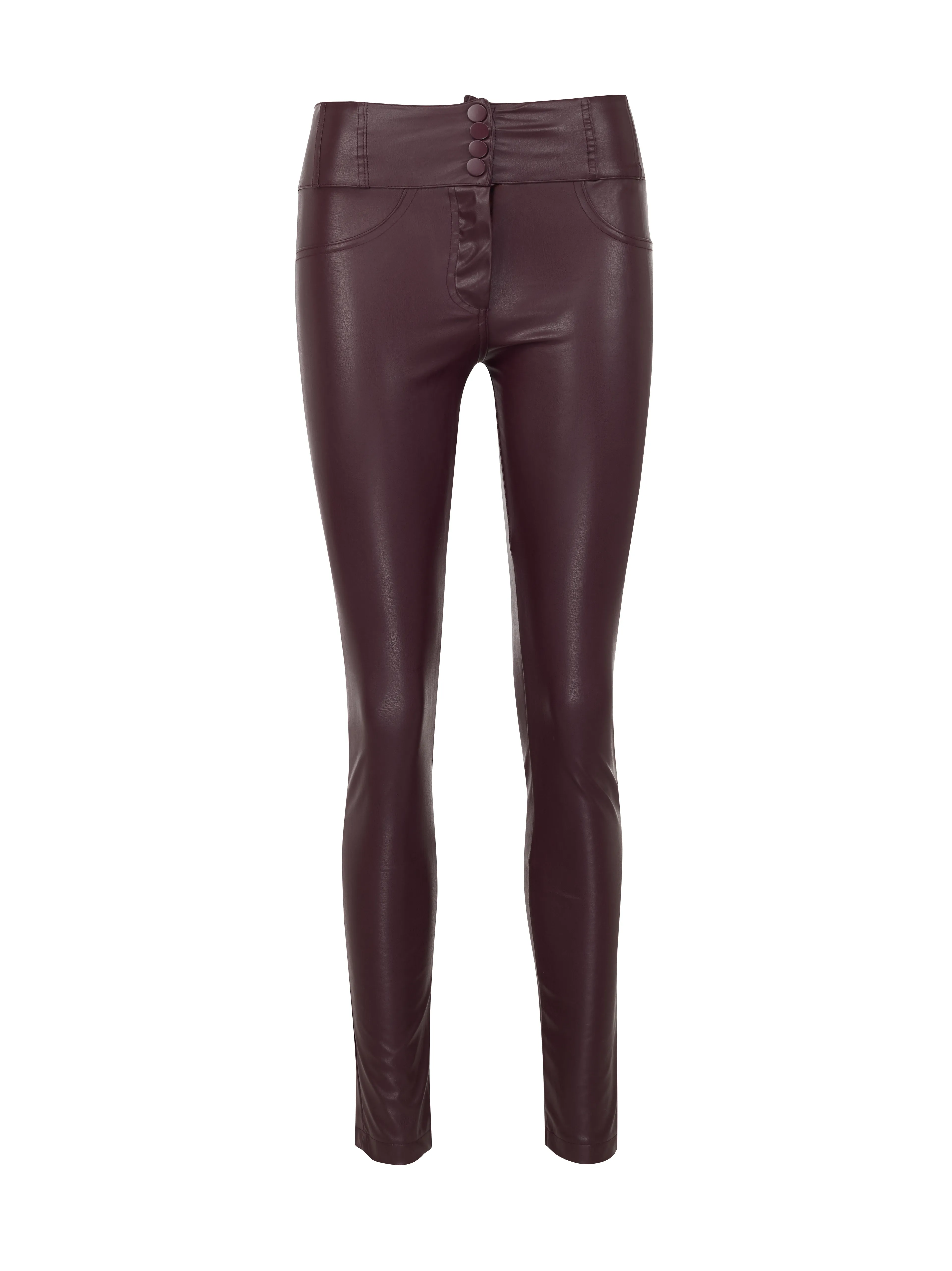Burgunderfarbene Damen Kunstlederhose ORSAY