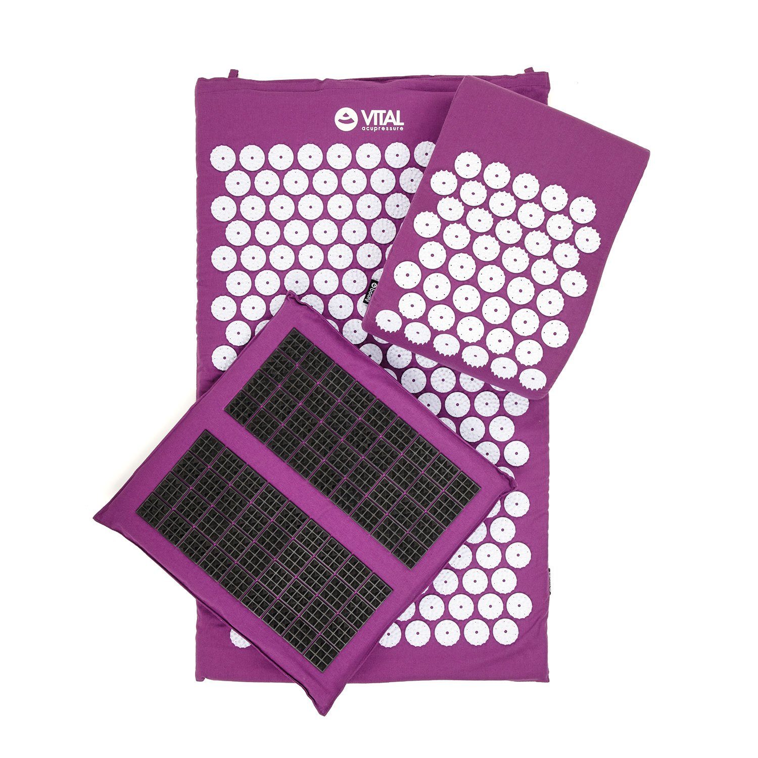 bodhi Akupressurmatte VITAL Akupressurmatte Deluxe-Set SPIKY aubergine