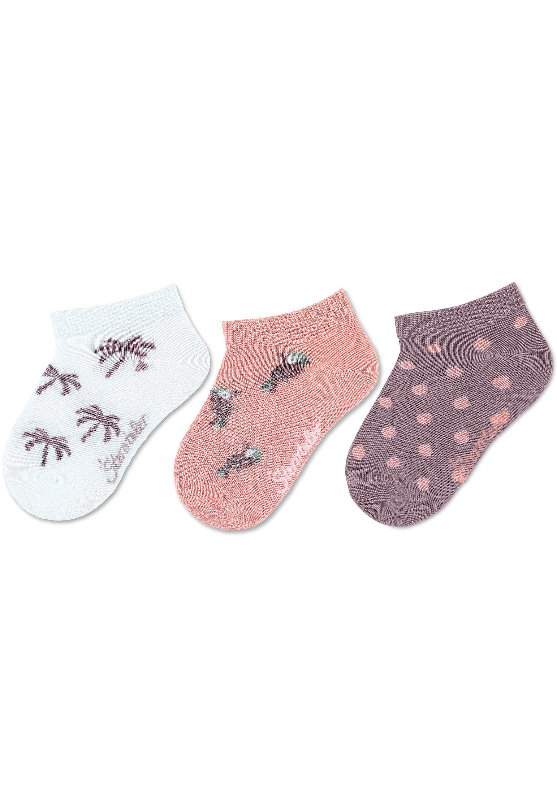 Sneaker Socken Kinder 3er-Pack in grün oder weiß