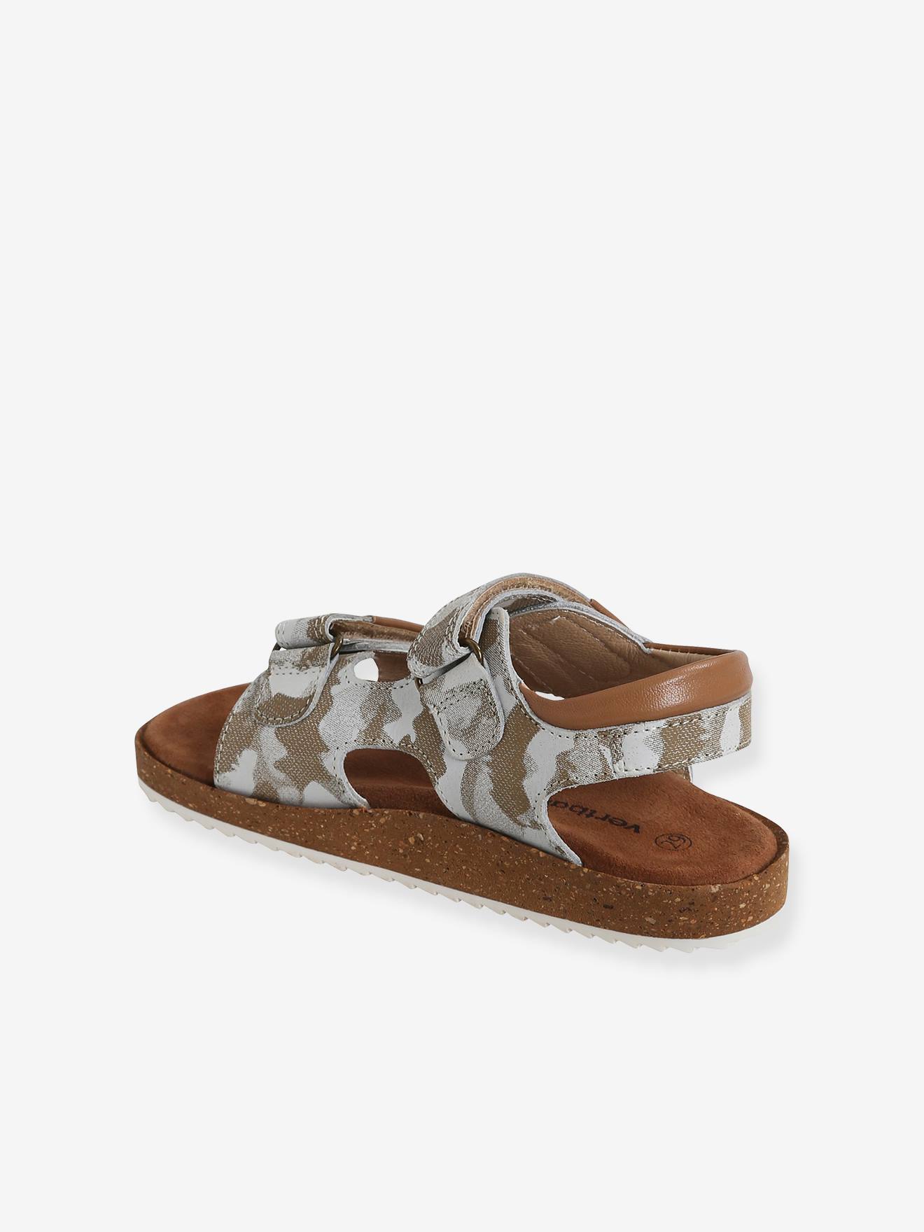 Sandales anatomiques cuir garçon taupe