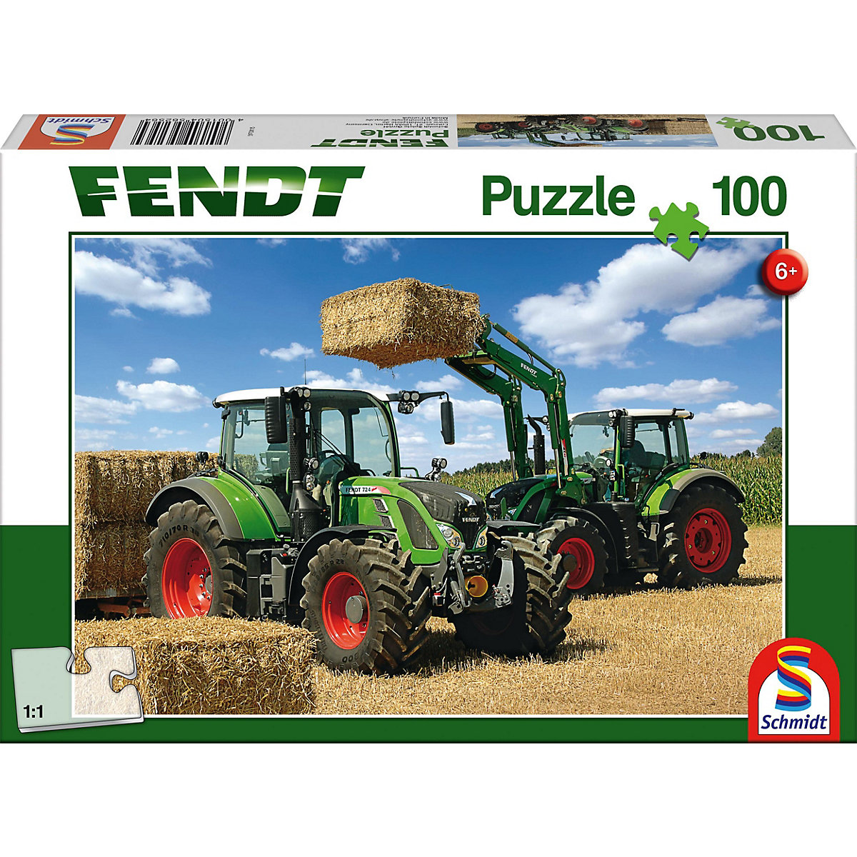 Puzzle 100 Teile Fendt 724 Vario, Fendt 716 Vario mit Frontlader Cargo 4x85