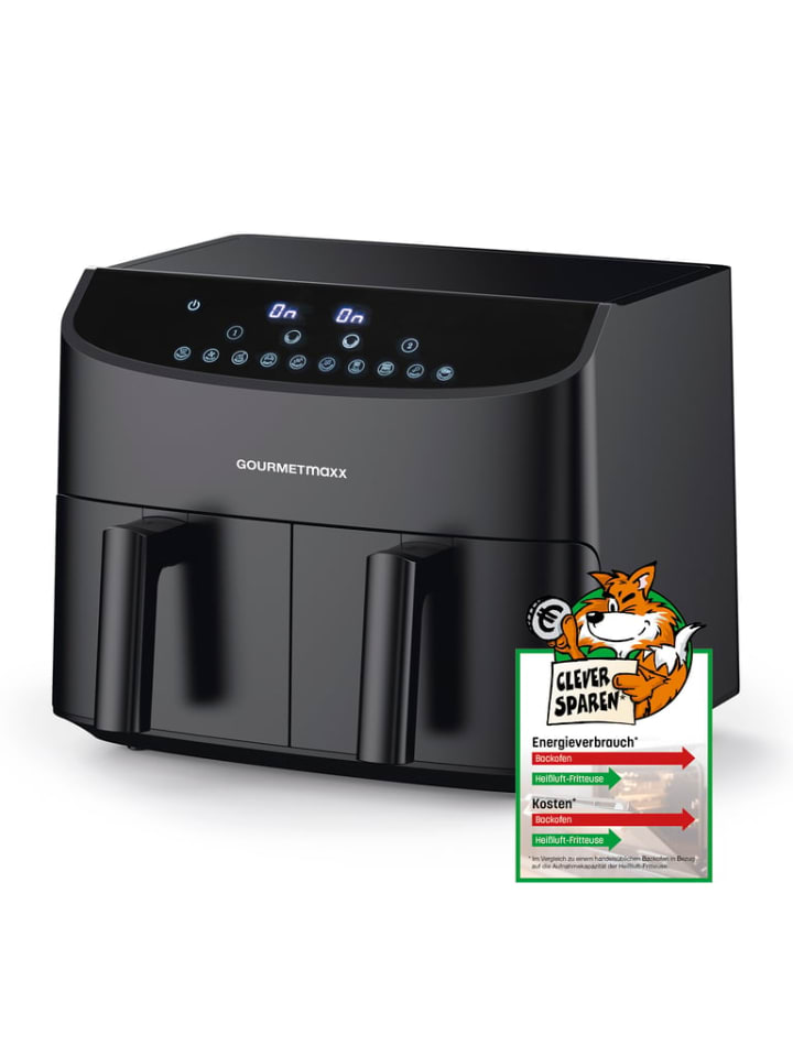 Gourmetmaxx GOURMETmaxx Heißluft-Fritteuse Doppelkorb - 2x 3,5 l - schwarz günstig kaufen onesize