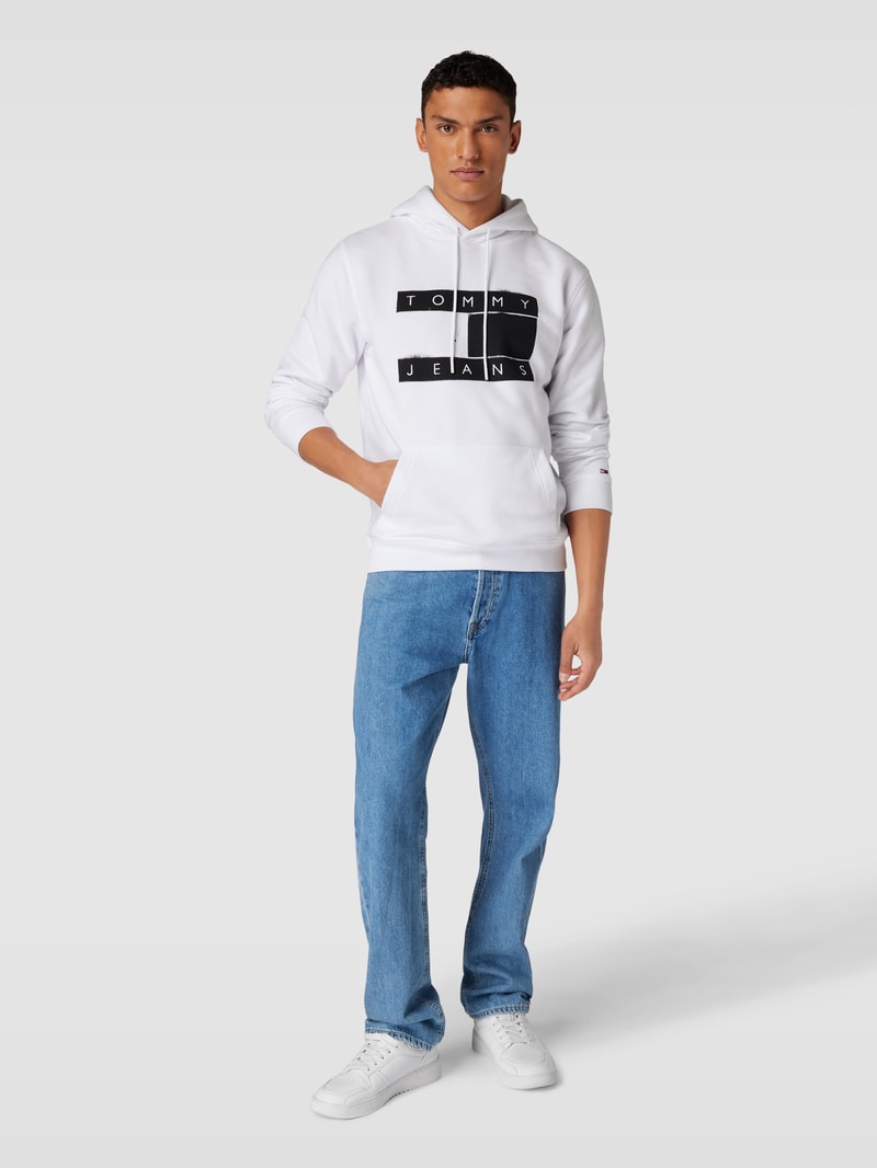 Hoodie mit Label-Print in weiß