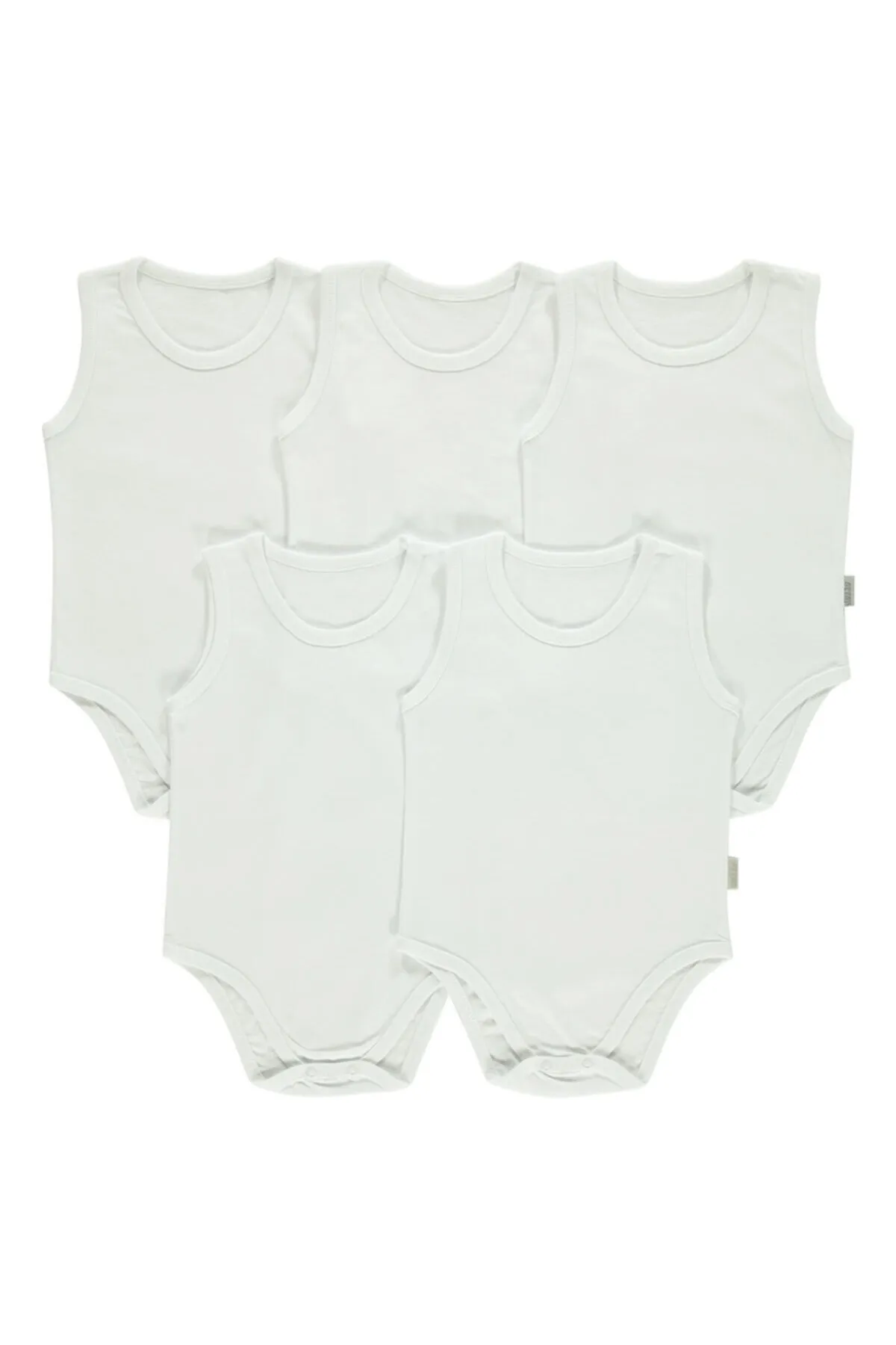 Kujju  Civil Baby Basic Gerippter Rundhalsausschnitt 5-teilig Druckknopf Badi 3-9 Monate Ecru