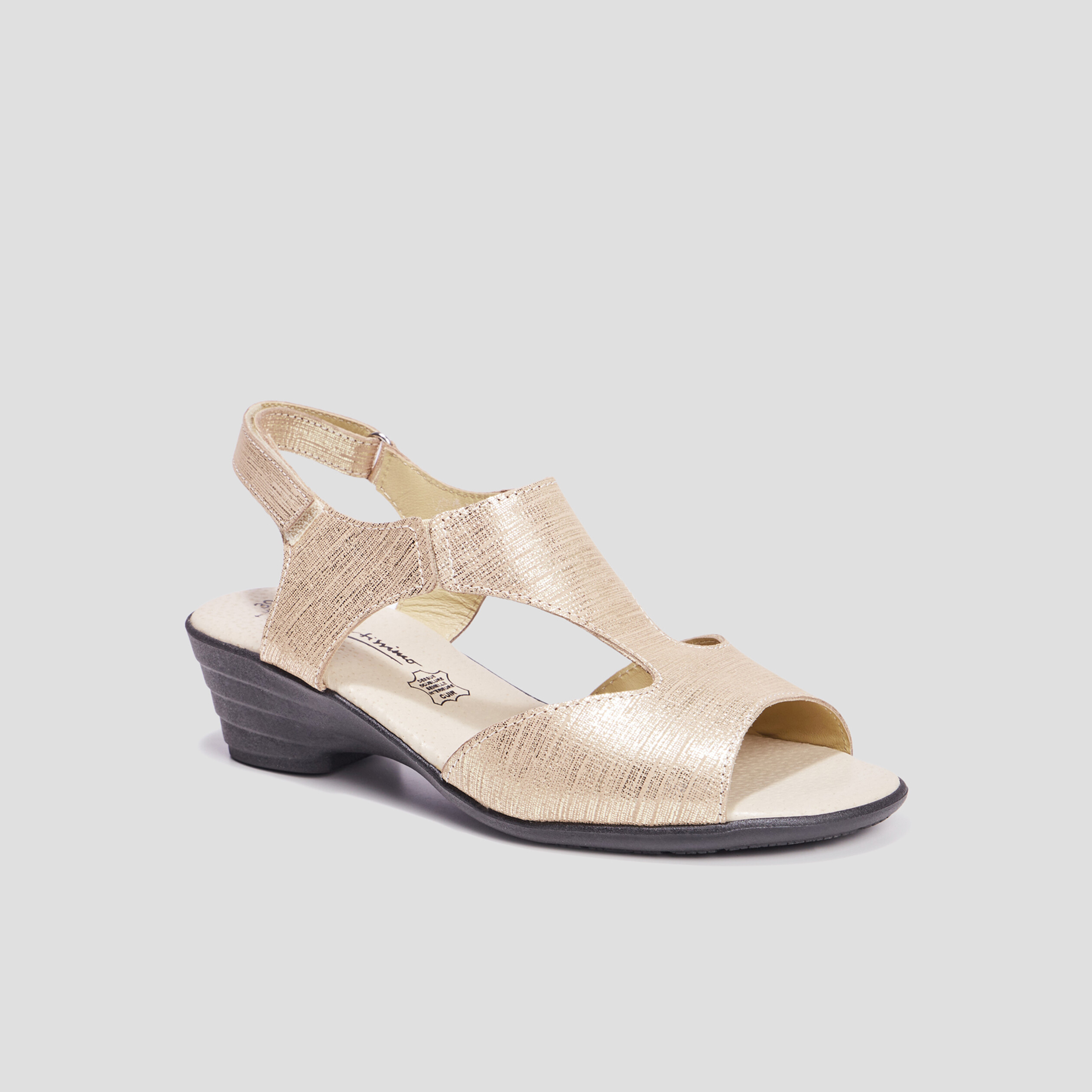 Sandales à talons pied large en cuir sable femme | La Halle
