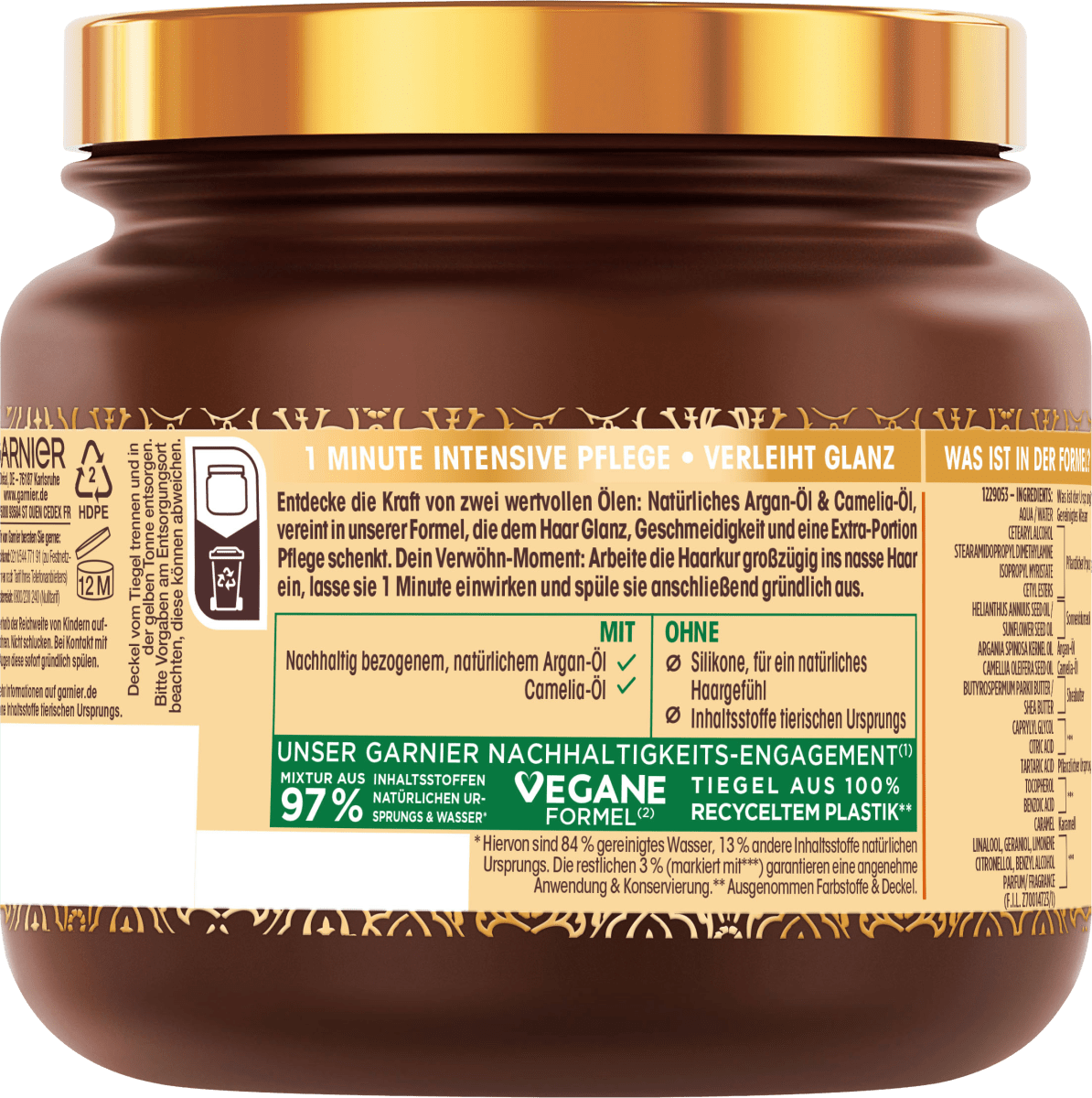 Haarkur 1-Minute Argan & Camelia-Öl, 340 ml