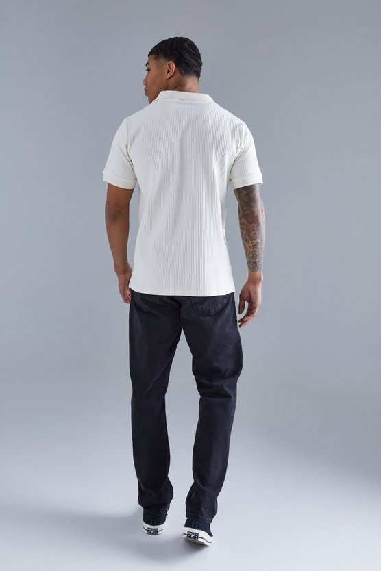 Geripptes Slim-Fit Poloshirt