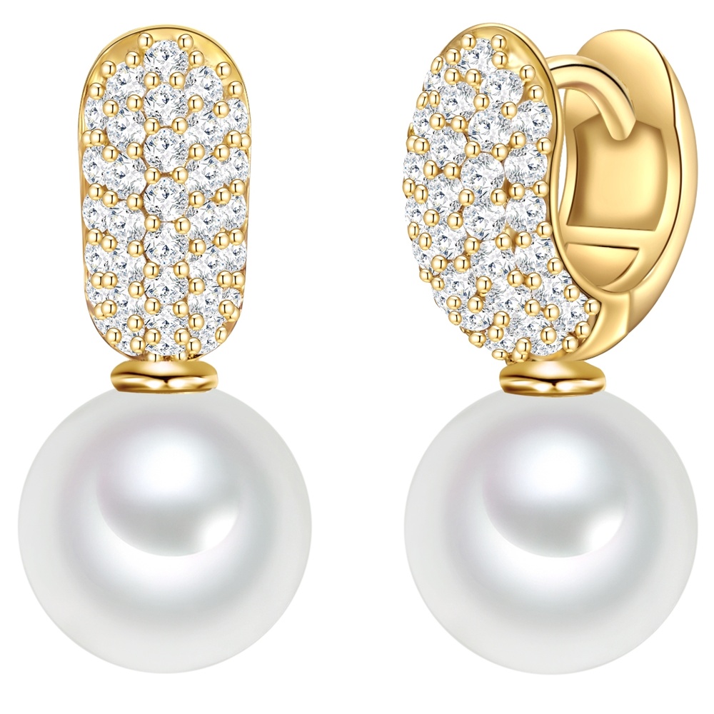 Rafaela Donata Boucles d'oreille en argent Argent sterling Oxyde de zirconium (CZ) Perles organi Boucles d'oreilles