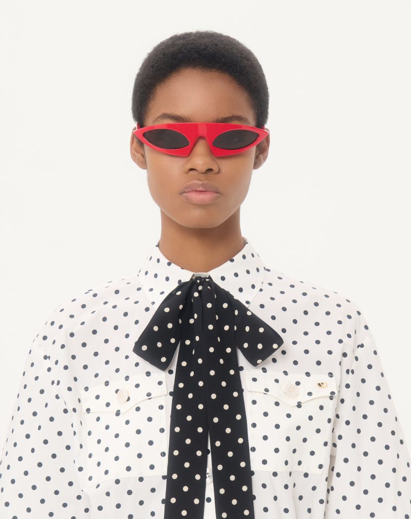 Plus-de-pois Print Poplin Midi-kjole