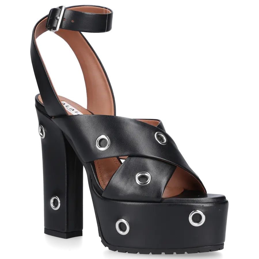 Azzedine Alaïa - Plateausandalen 3S070 Kalbsleder - schwarz
