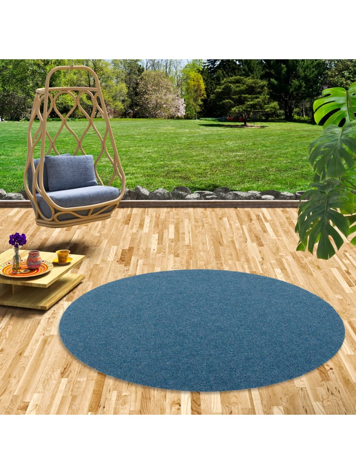 Snapstyle Kunstrasen Rasenteppich mit Noppen Kingston Rund in Blau günstig kaufen