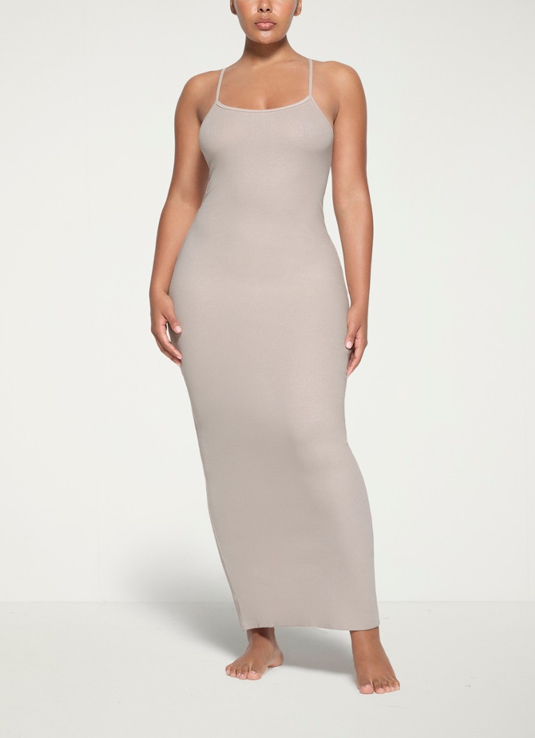 SKIMS Cotton Rib maxi dress with ribbed structure and slit
