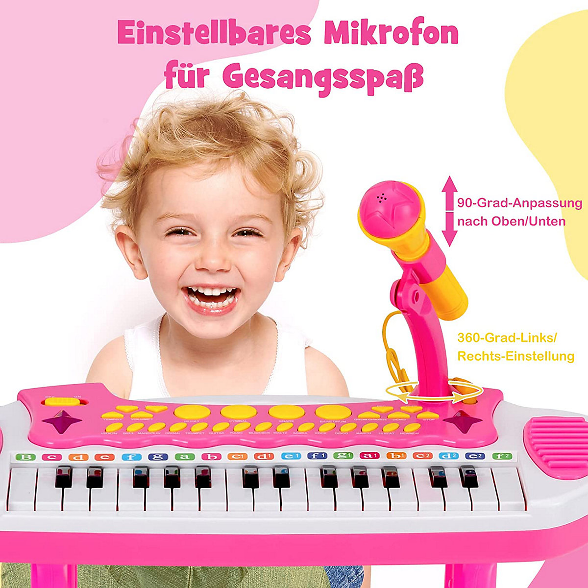 Keyboard mit Hocker Mikrofon Lichtern 31 Tasten