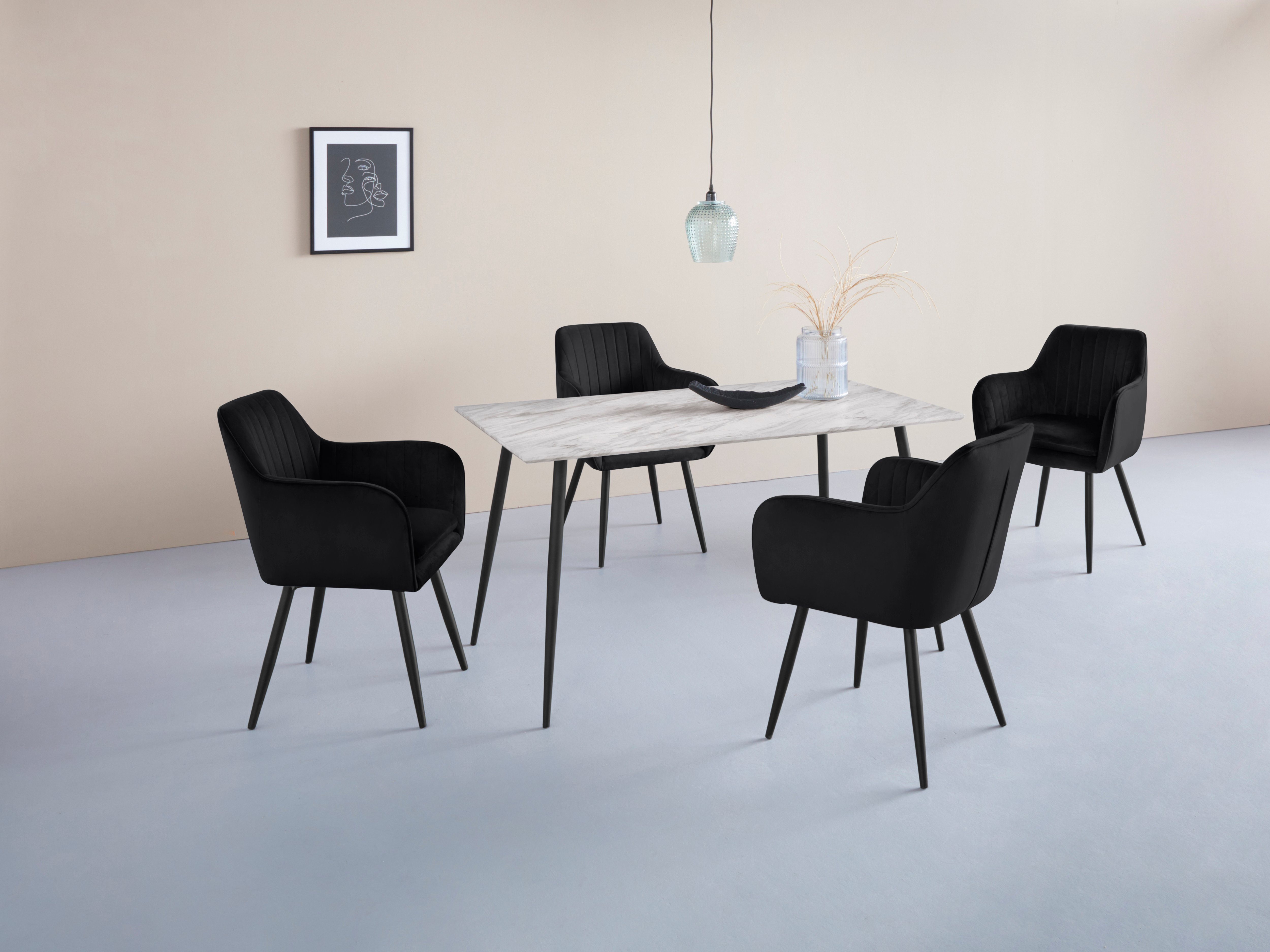 Home affaire 4-Fußstuhl Bibi (2 St), Bezug in Veloursstoff oder Microfaser, maximale Belastbarkeit 120kg