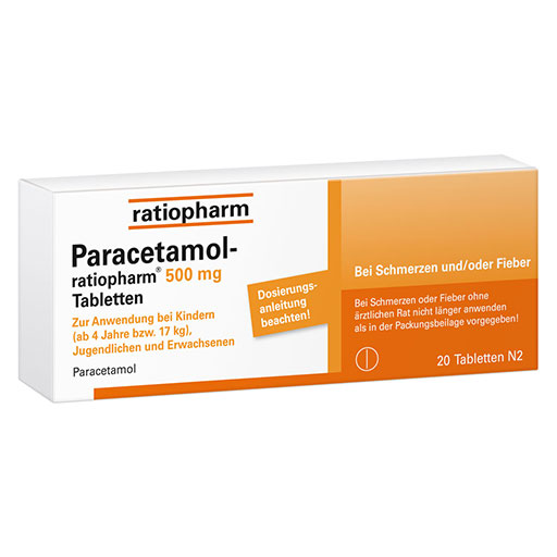 PARACETAMOL-ratiopharm 500 mg Tabletten  20 St  Tabletten