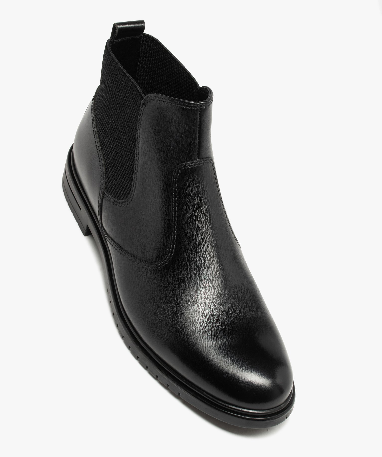 Chelsea boots dessus cuir homme noir | GEMO