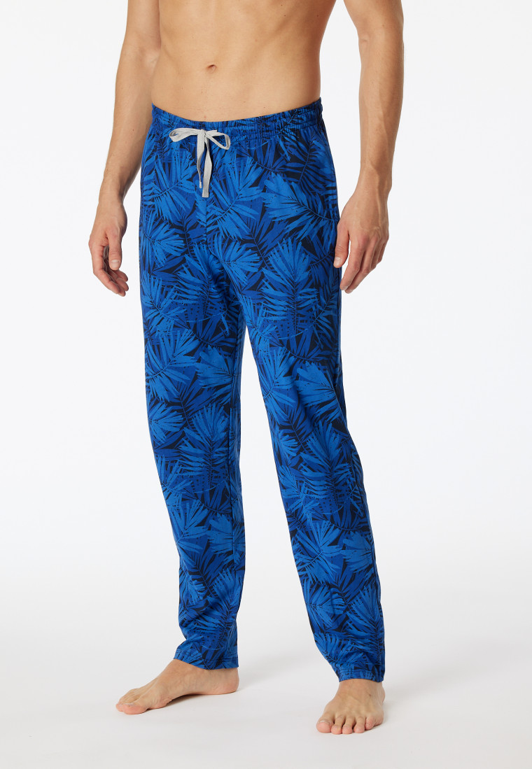 Loungehose lang Organic Cotton Blätter indigo - Mix+Relax