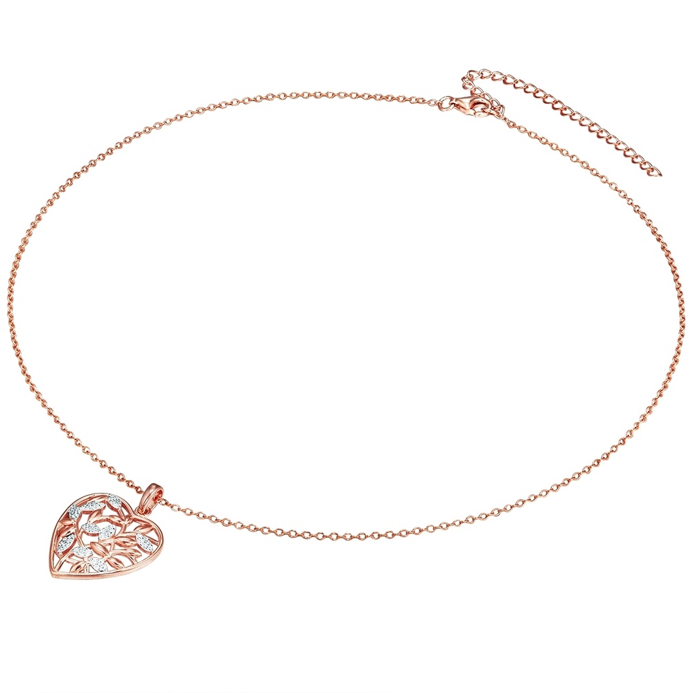 Rafaela Donata Collier en argent Coeur/feuilles pétillant Argent sterling Oxyde de zirconium (CZ collier