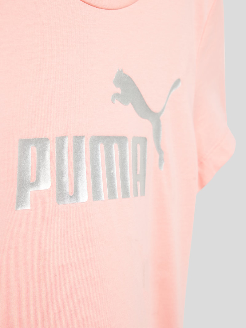 T-Shirt mit Label-Print in rosa