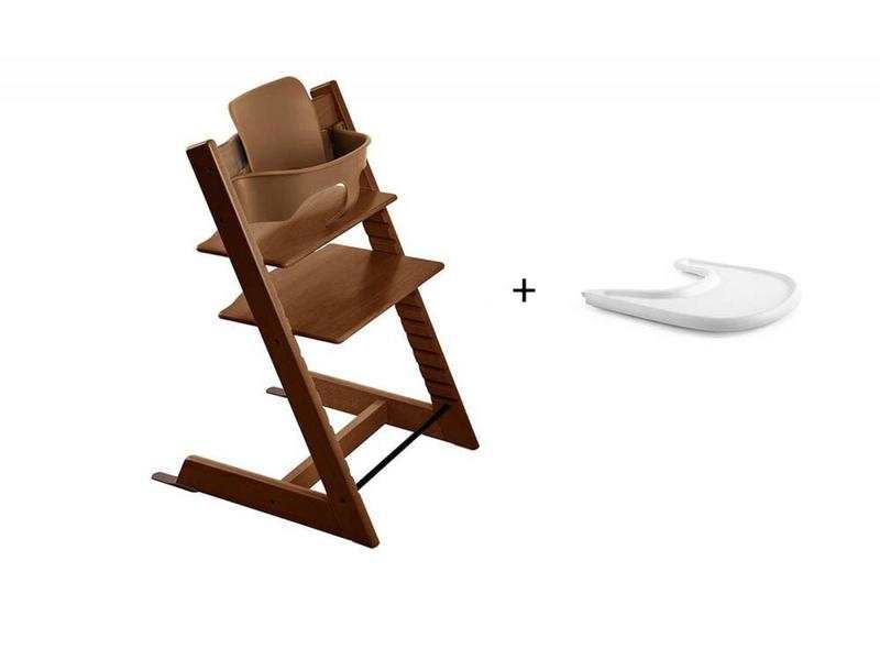 Chaise Tripp Trapp Noyer avec Baby Set et tablette