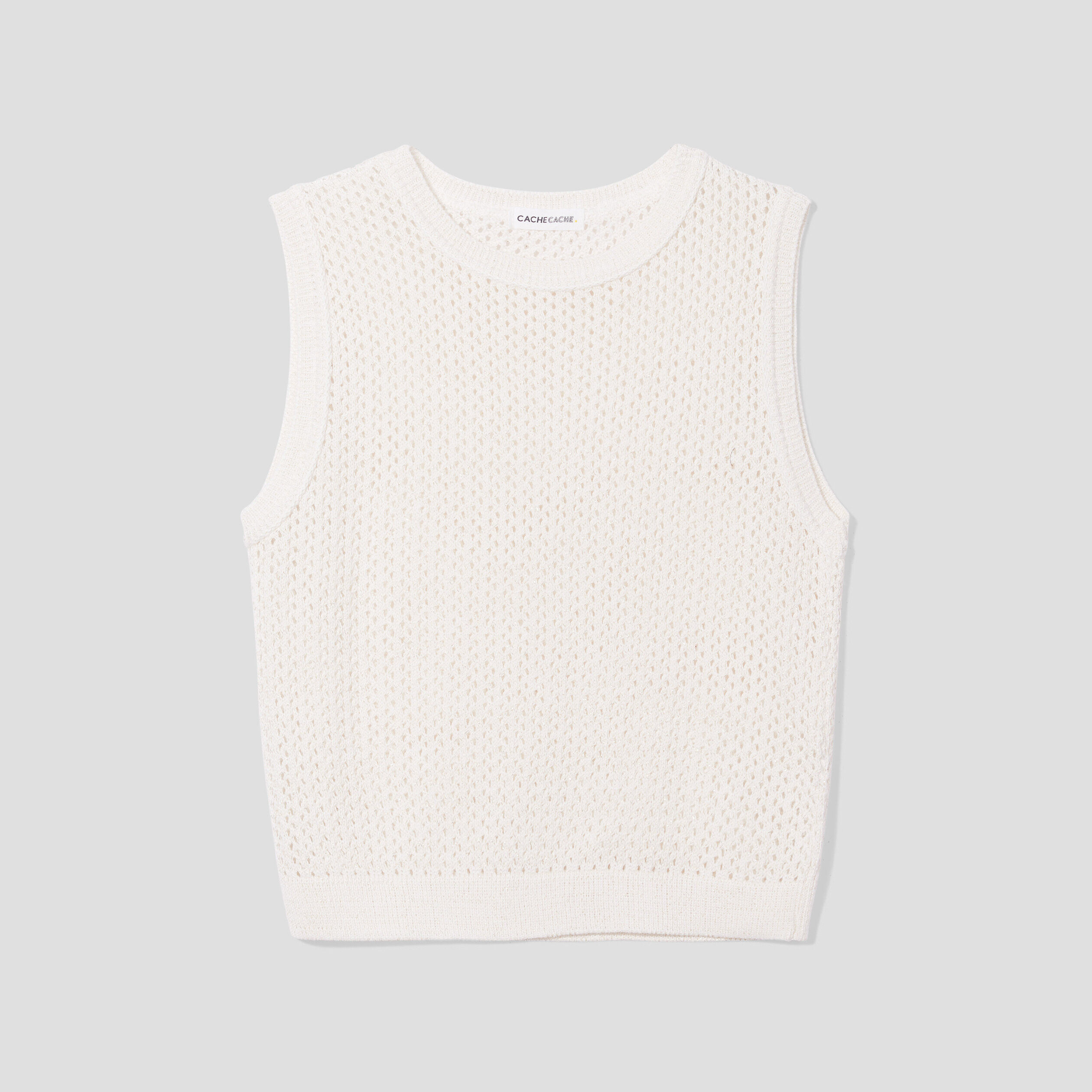 Débardeur pull ajouré blanc femme | Cache Cache