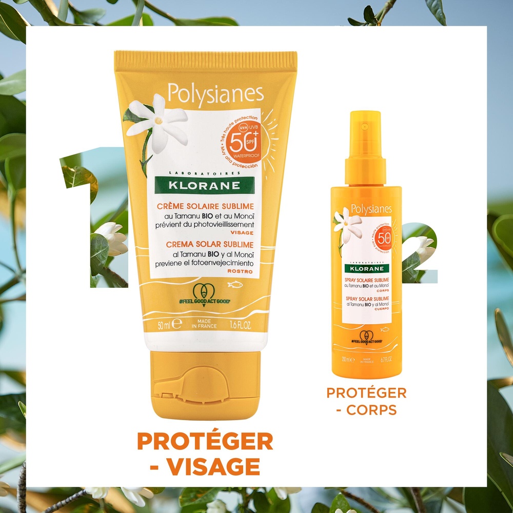 Klorane Klorane Crème Solaire sublime SPF 50  au  Tamanu BIO et  Monoï  - Visage 50ml Crème solaire