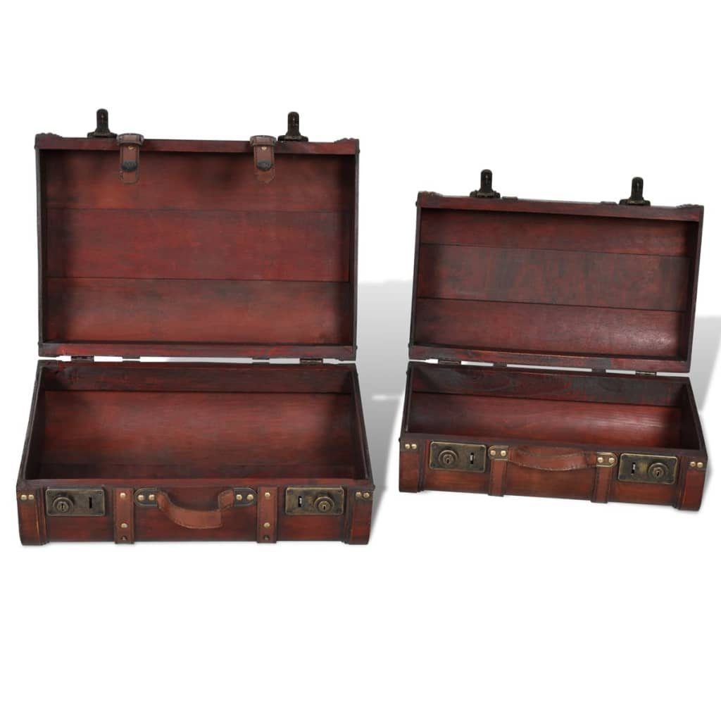 vidaXL Aufbewahrungsbox Dekokoffer aus Holz 2 Stk. Retro-Stil Braun