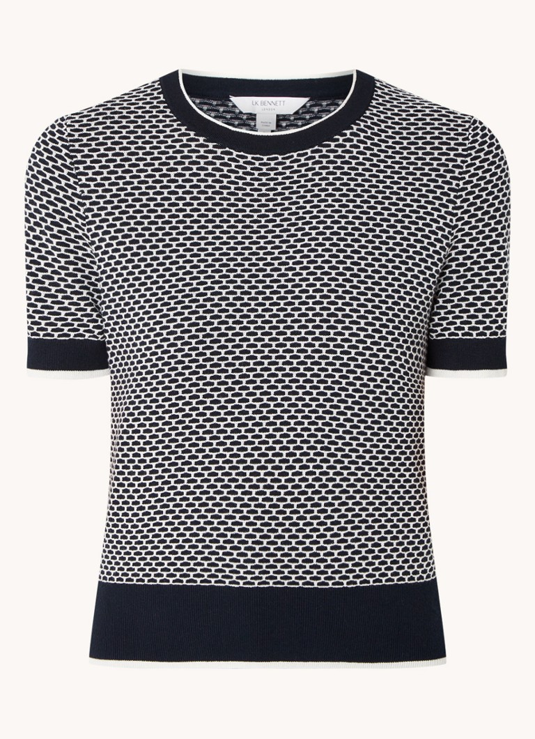 LKBennett Honey fine-knit top in merino wool blend with knitted-in pattern