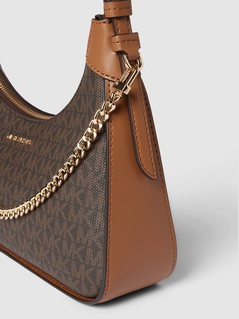 Handtasche mit Allover-Logo in mittelbraun