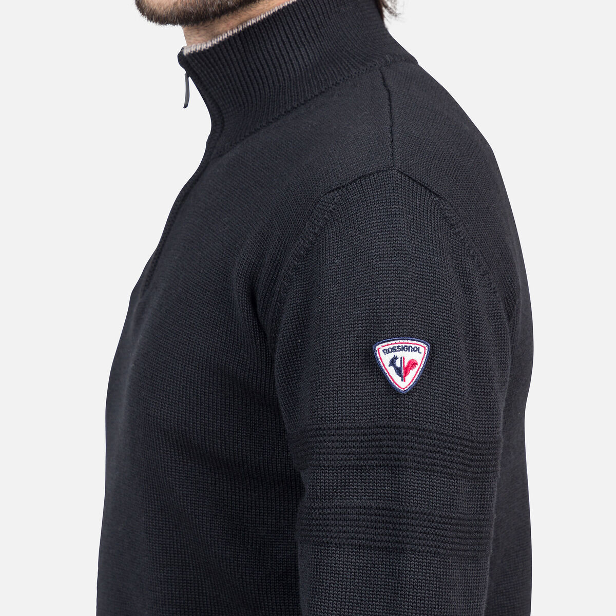 Herrenstrickpullover mit halbem Reißverschluss