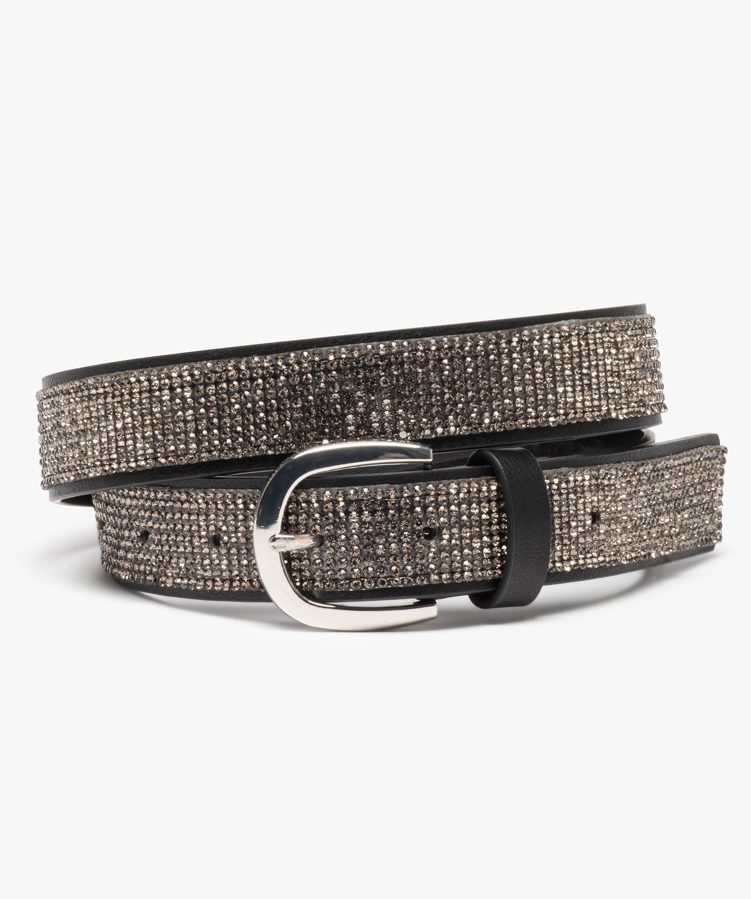 Ceinture femme brillante à strass gris | GEMO