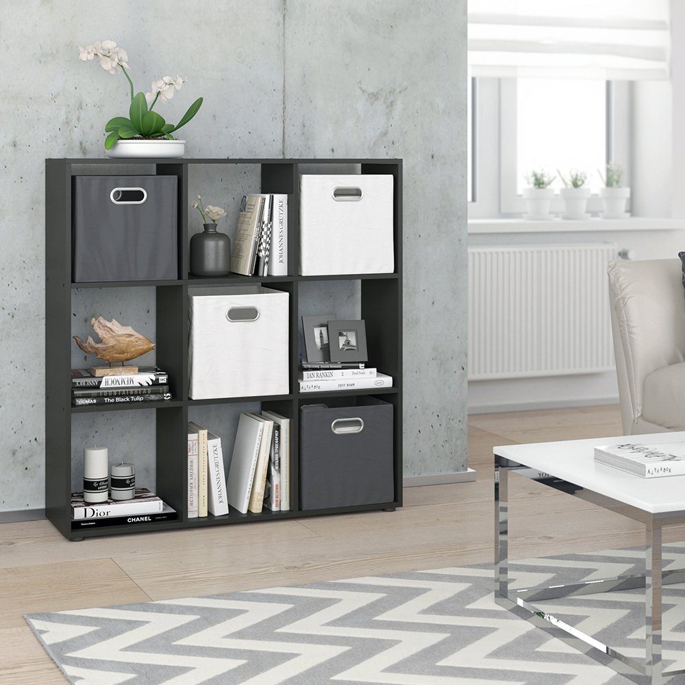 Vicco Raumteiler Würfelregal Standregal NOVE 9 Fächer Schwarz