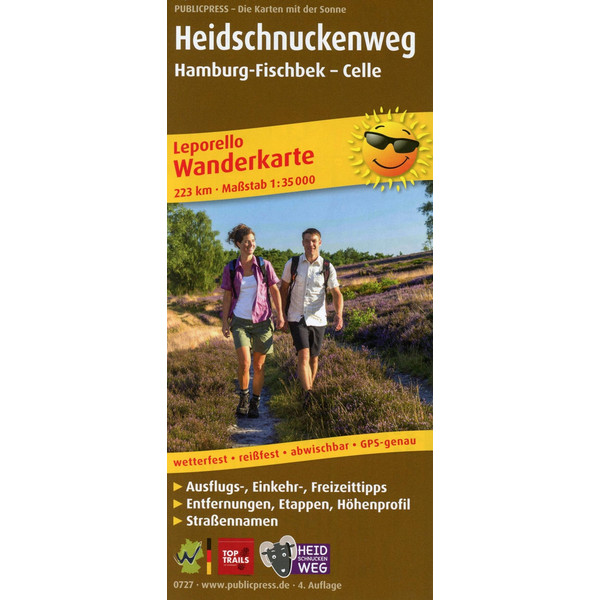 Wanderkarte Heidschnuckenweg, Hamburg-Fischbek - Celle 1 : 35 000 - Wanderkarte